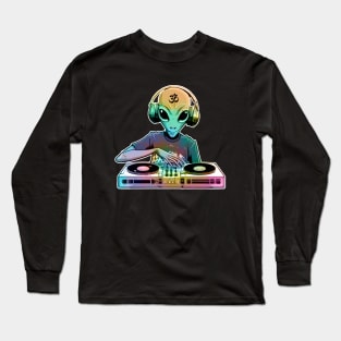 Psytrance Goa Om Rave DJ Alien Long Sleeve T-Shirt